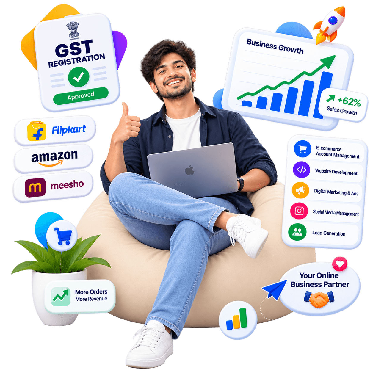 Happy business owner representing business growth